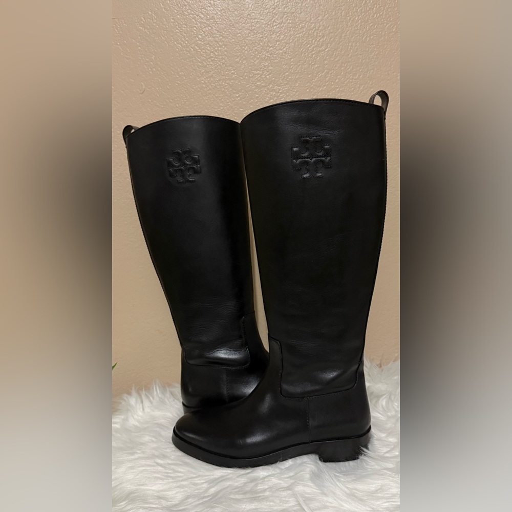 Tory Burch Black Over-the-Knee Leather Boots